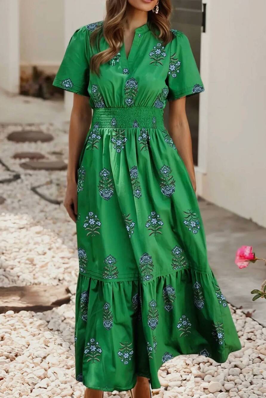 NEW LITTLE DAISY CLOSET sprig poplin maxi dress in green